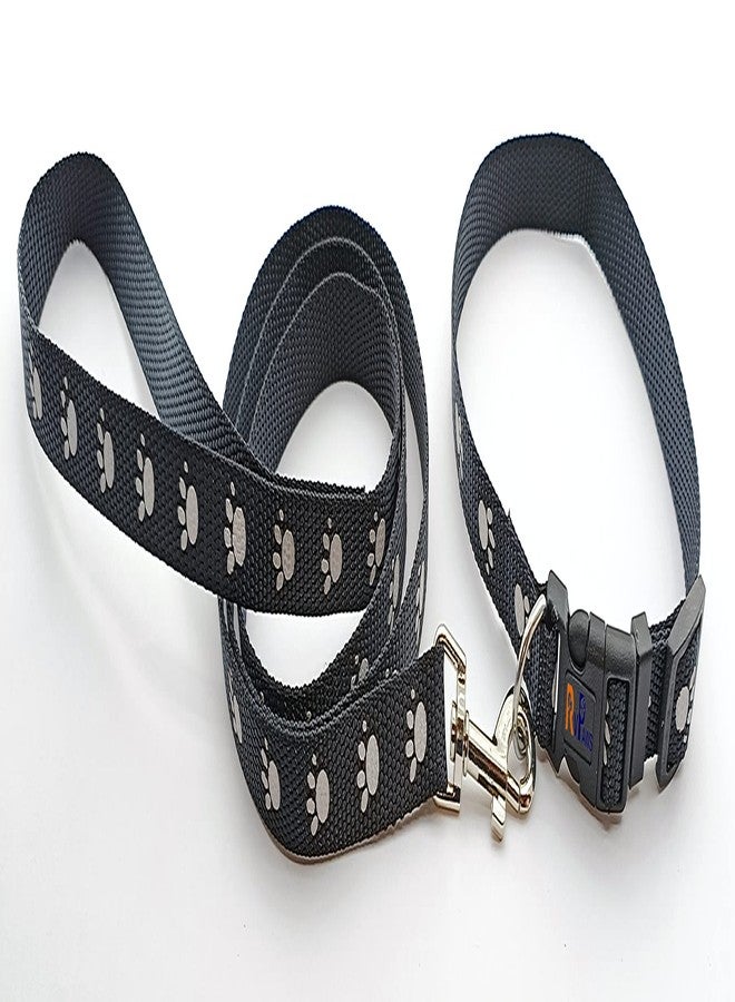 Pups&Pets Printed Nylon Collar Leash Set Adjustable 15 MM, Ideal for All Breed Small Dog & Puppies - (Black, Pattern 02) - Image 4